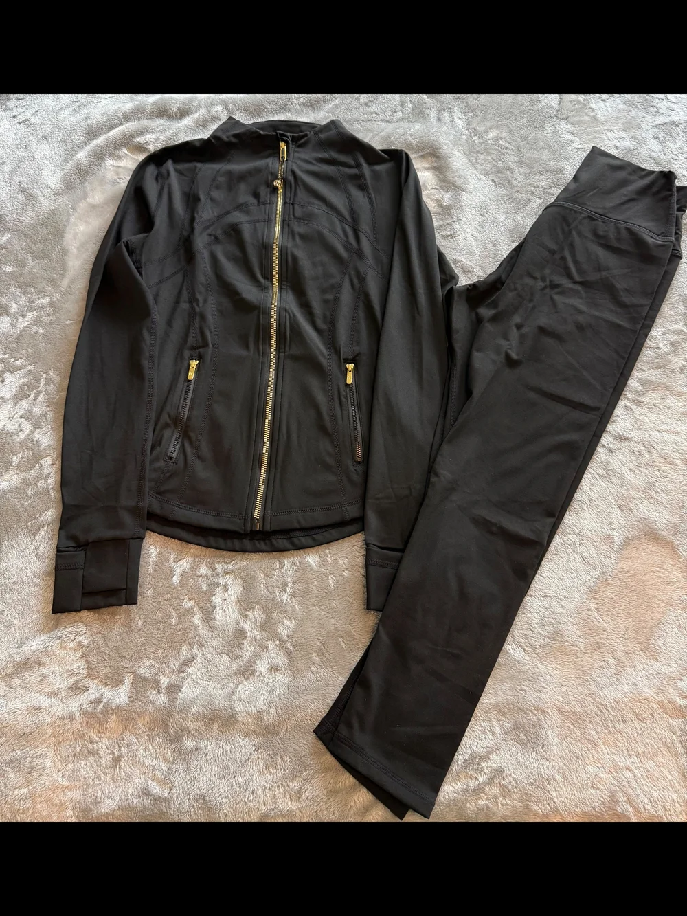 lululemon athletica Black Track Jacket & Joggers with Gold Zippers